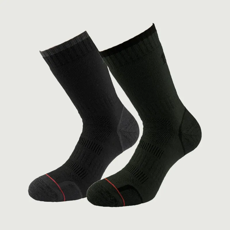 1000 Mile Combat Sock - Twin Pack Green And Charcoal