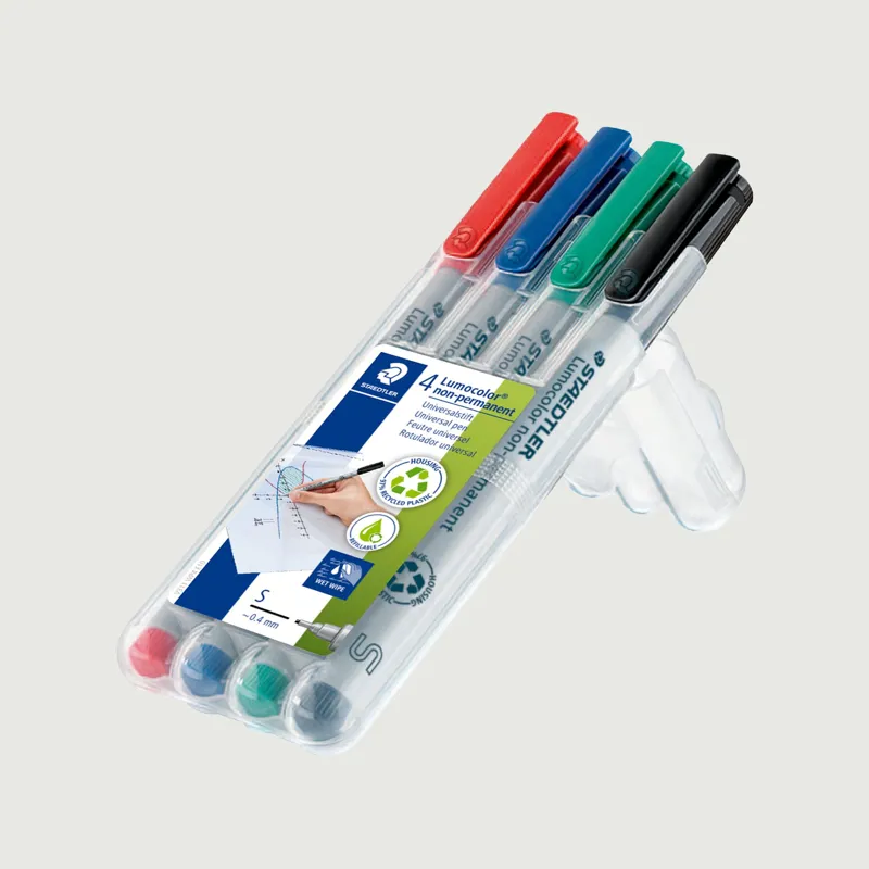 311 WP4 Staedtler Lumocolor Pens Non-Perm - SUPERFINE TIP - 4 pack