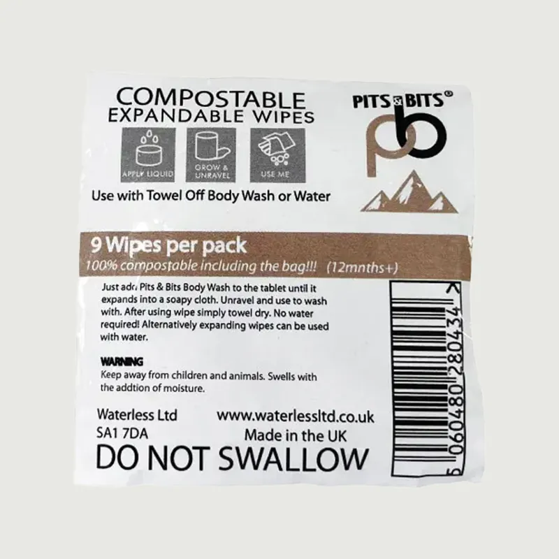 9 Pack Pits And Bits Expandable Wipes - Large