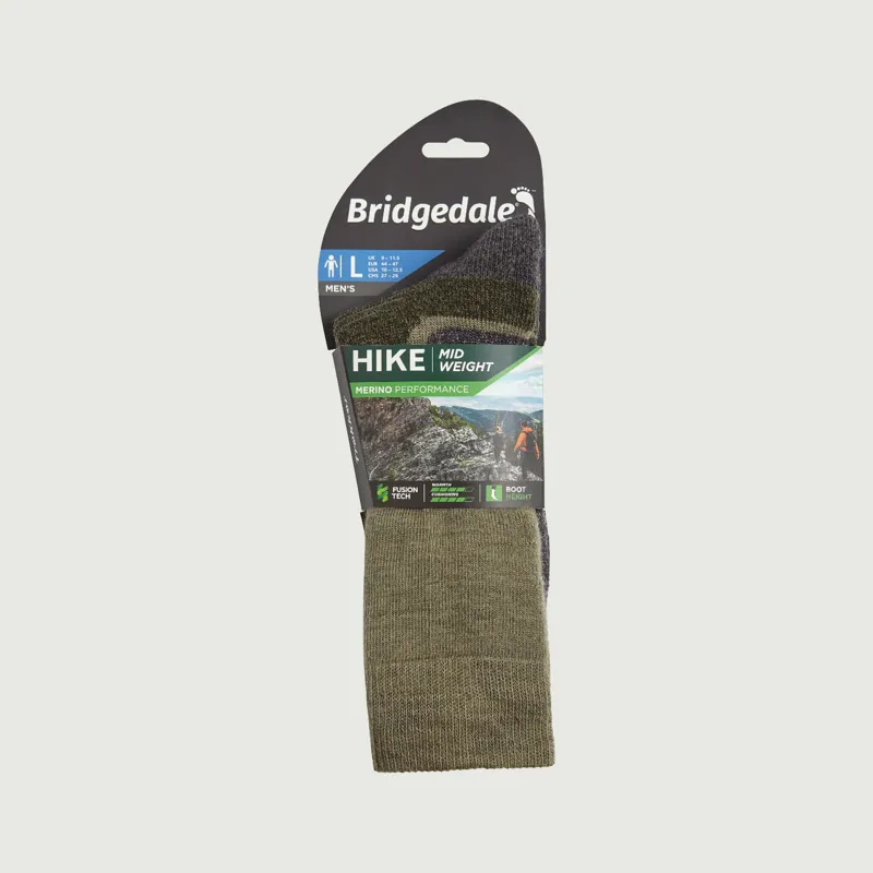 Bridgedale Hike Mid Weight Merino Performance Boot Sock - Green-2