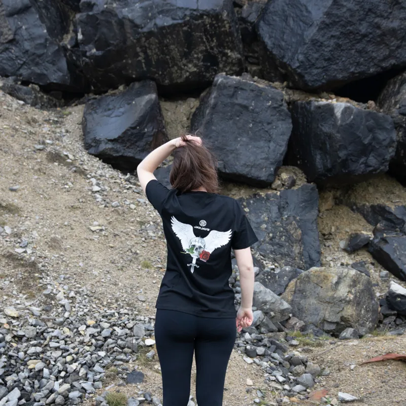 JayJays Skull and Rose T-Shirt - Unisex - Black-6