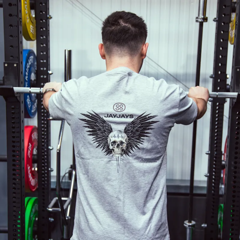 JayJays Skull and Wings T-Shirt - Unisex - Grey-5