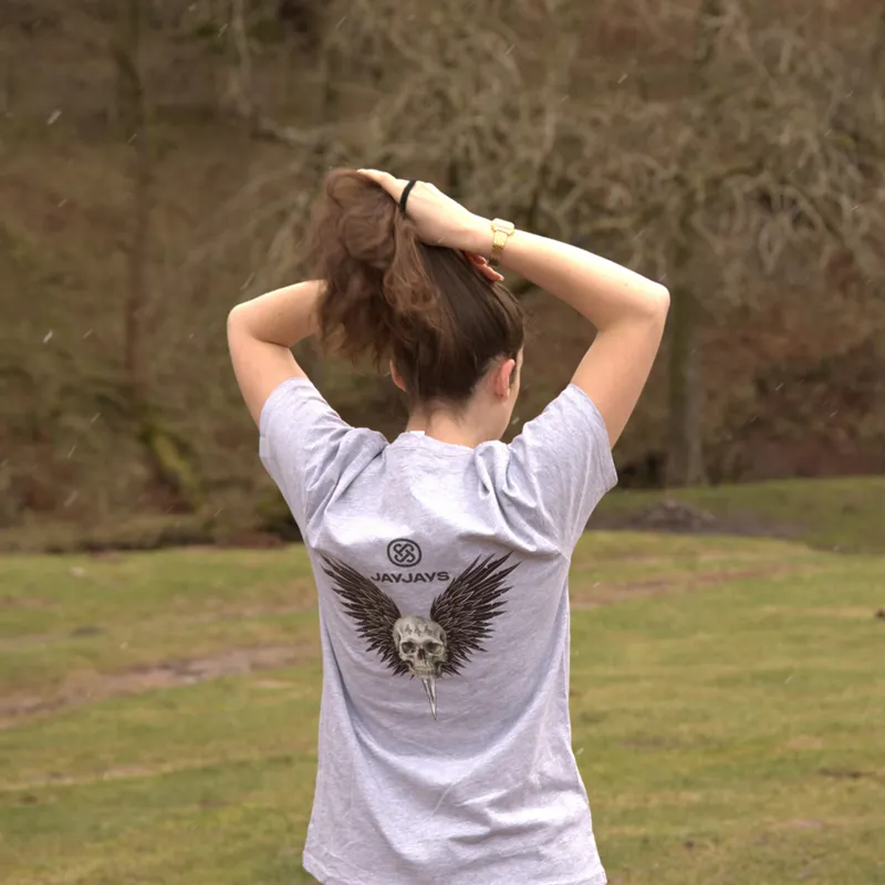 JayJays Skull and Wings T-Shirt - Unisex - Grey-6