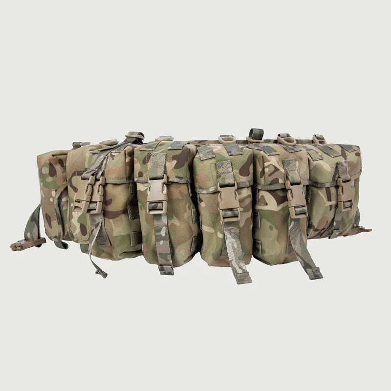 イギリス,英軍 MTP 4点PLCE HIP BELT MEDIUM＋ポーチ7点 英軍MTP迷彩PLCEベルトキット ポーチ7個・パッド付きセット
