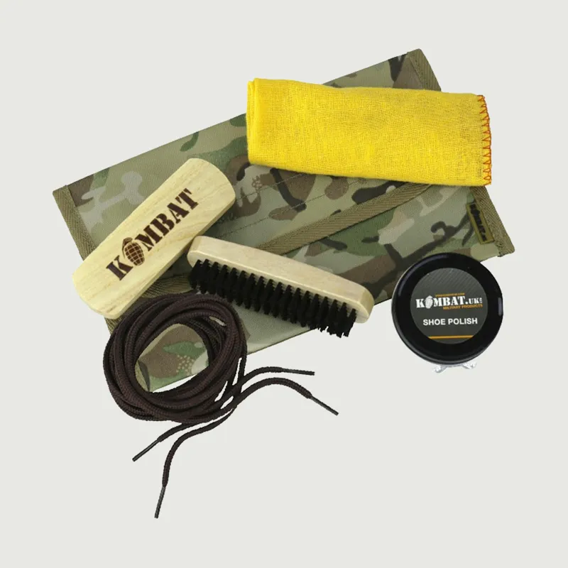 Military Style Boot Care Kit BTP - With Brown Polish And Laces
