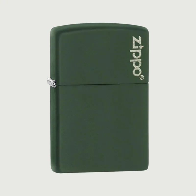 Zippo Classic Lighter With Logo On Matte Green-1