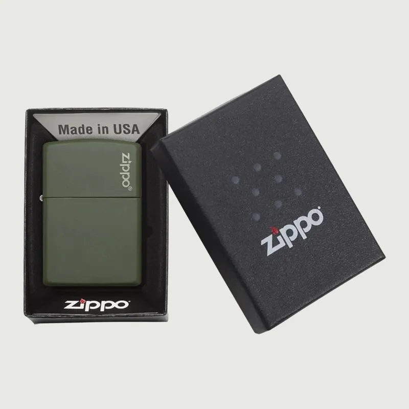 Zippo Classic Lighter With Logo On Matte Green-3
