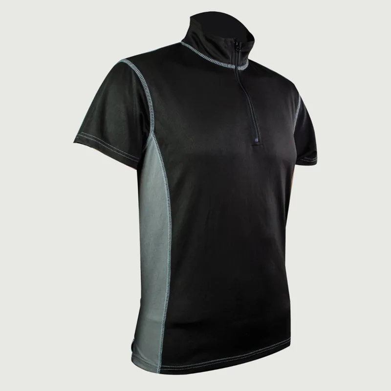 Pro Tech Zip Neck Base Layer T Shirt - Black