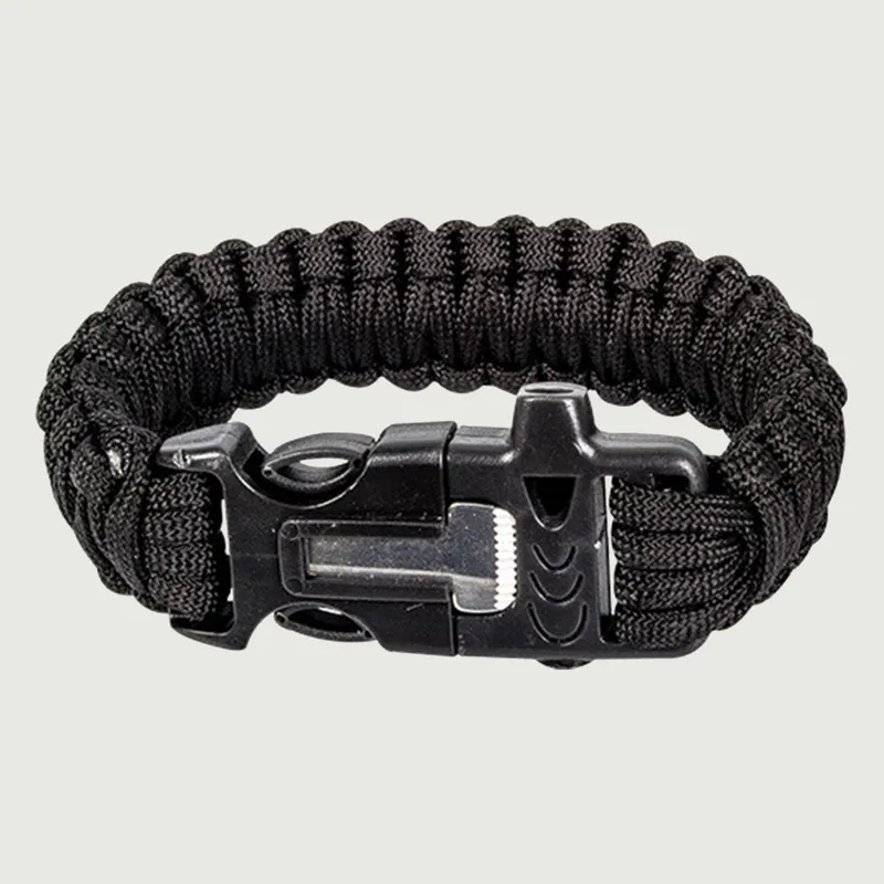 Paracord And Flint Bracelet - Black