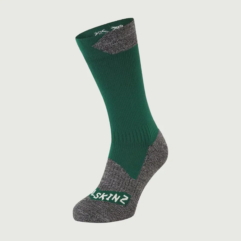 SealSkinz Raynham Waterproof All Weather Mid Length Sock - Green - Grey